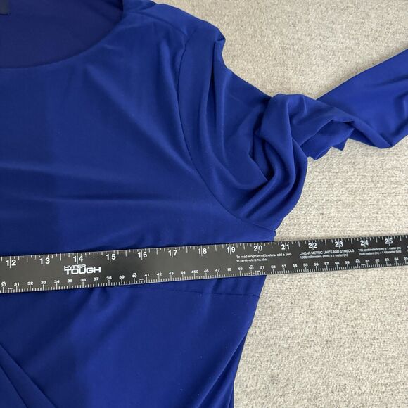 Chaps Dress Women 14 Blue Draping Long Sleeve No Wrinkle Elegant Party Wedding - Picture 7 of 9